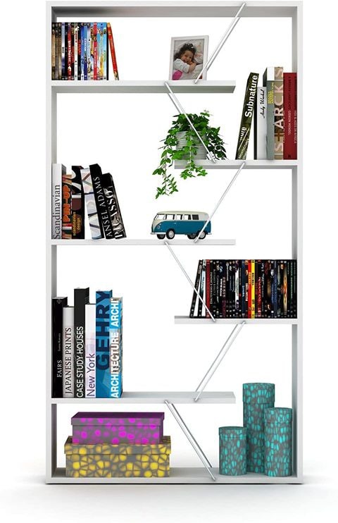 Home Canvas Tars Bookcase (White-Chrome)