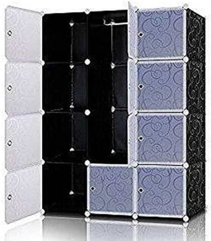 Generic 16 Cube Storage Cupboard Cabinet Wardrobe (Black)