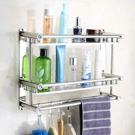 Yabbiz Market-40CM Double deck no drillingtowel rack stainless steel bathroom towel rack wall