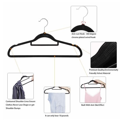 30-Piece Velvet Hanger, Non-Slip Hanger Space-Saving Hanger, Suit Hangers, Flat Design with 360&deg; Swivel Hook for Space Adaptive