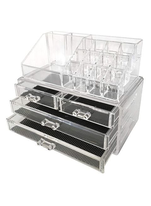 Generic - 2-Piece Acrylic Jewelry And Cosmetic Storage Display Boxes Black/White