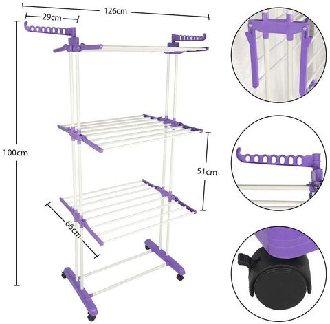 YATAI Clothes Airer 3 Tier Foldable Laundry Drying Clothes Rack