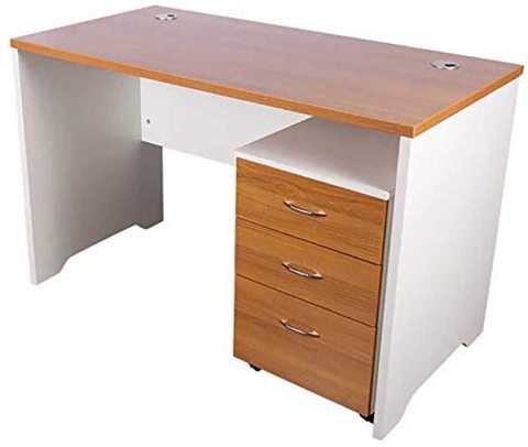 Mahmayi MDF Zelda Contemporary Office Desk, ZHM246-12, Light Walnut/White, H76.5 x W60.5 x D120 cm