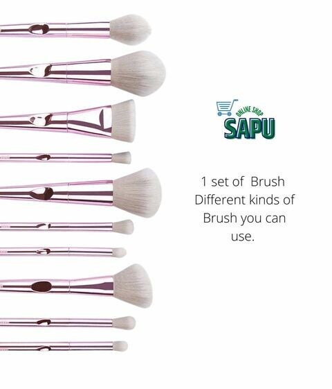 SAPU 10pcs Pink Makeup Brushes set Beauty Make up with Cosmetic Pouch Complete Wool