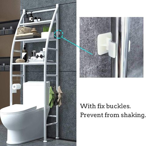 NuSense Metal Toilet Cabinet Shelving Kitchen Bathroom Space Saver Shelf Organizer Holder New