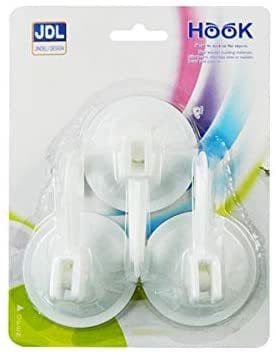 Strong Wall Hooks (White Colour Suction Hook), Multi-Purpose Use Hook, Very Attractive (Pack of 3 Units).