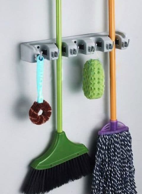 Generic Wall Mounted Mop And Broom Holder Grey