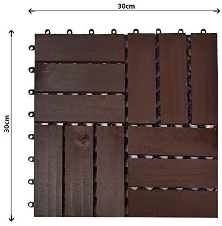 YATAI - Wooden Floor Tiles, 30x30x2 cm, Wood Decking Tiles, Office Floor Tiles, Diy Tiles, Garden Tiles - 9Pcs