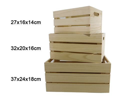 Feelings 3pcs Wooden Storage Crate Box Set