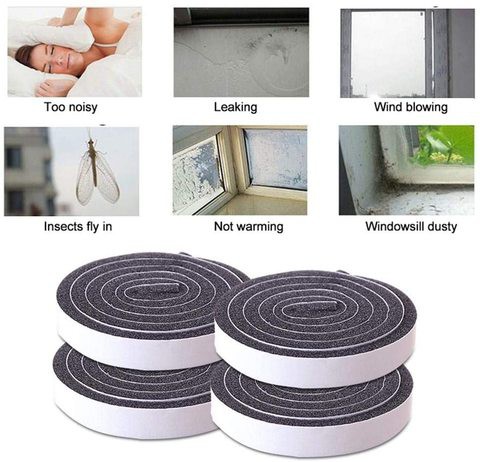 Thick Foam Tape, Seal Insulation Tape Adhesive and Window Insulation Weather Stripping for Doors, Waterproof, Dustproof, Soundproof 1.96 Inch Wide x 0.23 Inch Thick x 39.3 Inch Long 4pcs