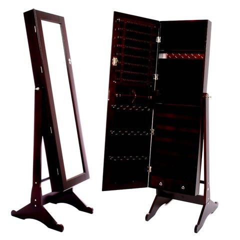 Comfy - Stylish Full Length Jewellery Cabinet with Mirror - Brown