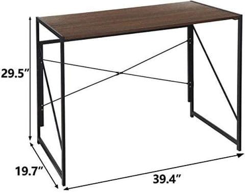 IBAMA Study Game Writing Desk Home Office Workstation Space Saving Folding Table No Tool Assembly Required Wood And Steel Frame Simple Modern Style