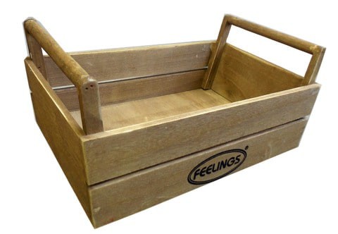 Feelings Wooden Storage Crate with Handle Box Large