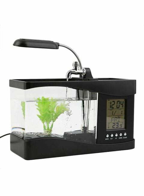 Outad Mini Tank Aquarium Lcd Timer Clock With Led Lamp Black/Clear 210X130X270Millimeter