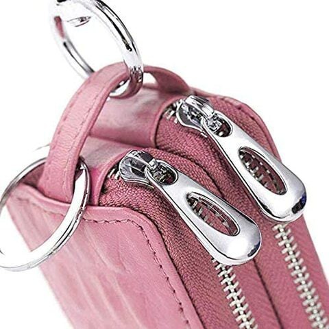 Jj-Boutique Two-Sides Mini Leather Car Key Case, Key Holder Key Organizer Wallet (Pink)