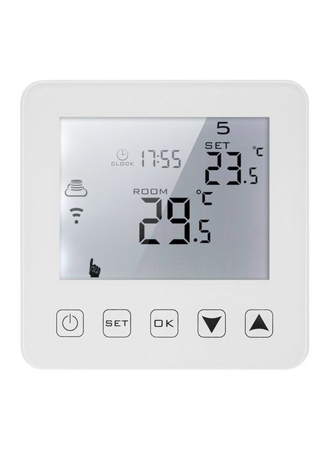 Generic 16A Programmable Electric Heating Touch Screen Thermostat White