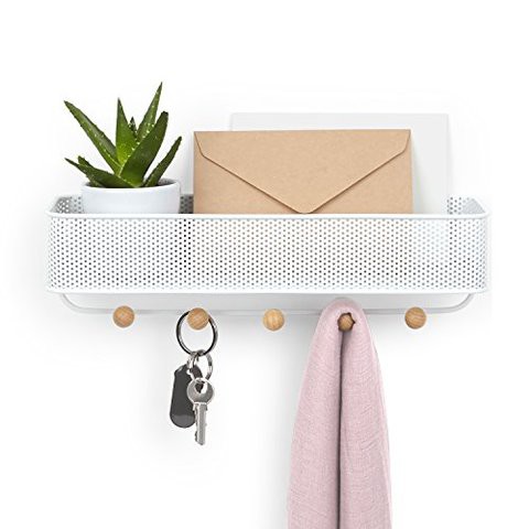 Umbra Estique Entryway Organizer, Great For Storing Keys, Small Accessories, Mail, Wallets And More, White Finish