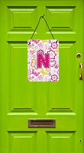 Caroline&#39;s Treasures Cj2005-Nds1216 Letter N Flowers And Butterflies Pink Wall Or Door Hanging Prints, 16 X 12, Multicolor