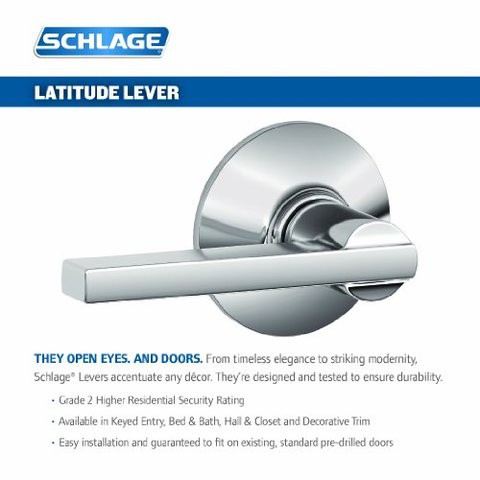 Schlage F40 Lat 625 Cen Century Collection Latitude Privacy Lever, Bright Chrome