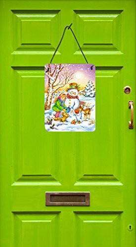 Caroline&#39;s Treasures Aph3544Ds1216 Girl And Animals With Snowman Wall Or Door Hanging Prints, 12X16, Multicolor