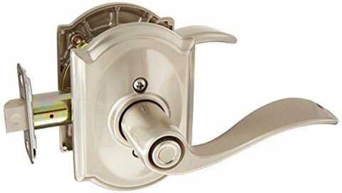 Schlage Lock Company Schlage Accent Lever With Camelot Trim Bed And Bath Lock In Satin Nickel - F40 Acc 619 Cam