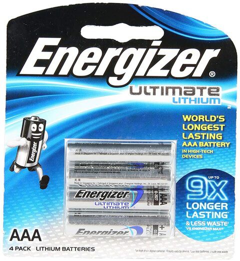 Energizer Ultimate Lithium Aa Batteries Pack Of 4 1.5V