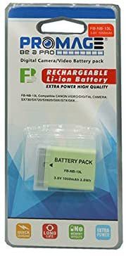 Promage Battery For Canon Nb13L Powershot G1 X Mark Iii, G5 X, G7 X, G7 X Mark Ii, G9 X, G9 X Mark Ii, Sx620 Hs, Sx720 Hs, Sx730 Hs, Sx740 Hs