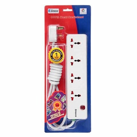 Sirocco 4 Way Extension Socket 2m