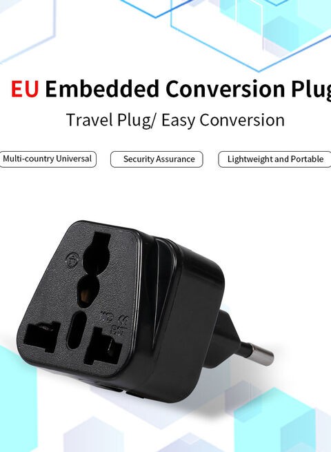 Generic 5-Hole Universal Socket Plug TrAVel Adaptor Black