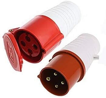 32 Amp 4pin Industrial Plug+Wall Mount Socket 380-415V Waterproof IP44 3P+E 32A