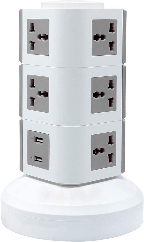 U Power Ntech U-Power 4 Way Multi Functional Vertical Socket, 3 Meter For Home, 3 Layers, 11 Sockets, 2 USB, Outlet Plug