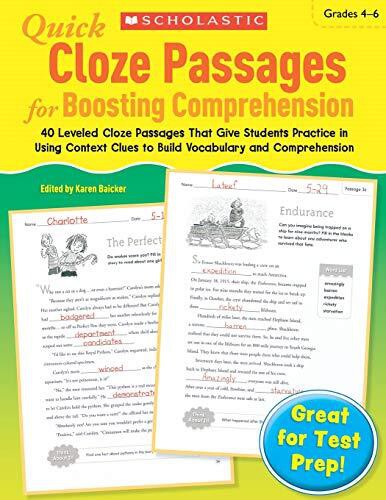 Quick Cloze Passages for Boosting Comprehension: Grades 4-6 by Scholastic Inc.