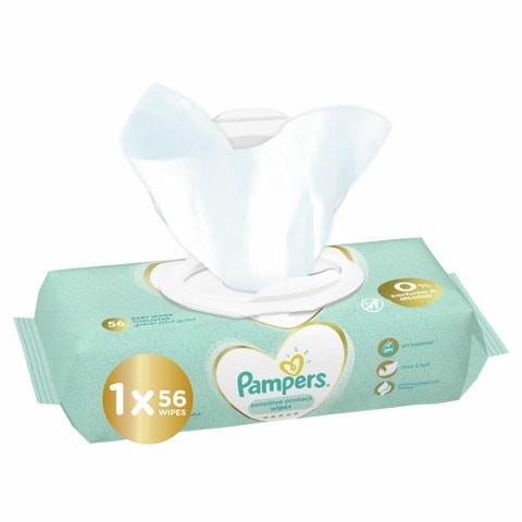 Pampers Sensitive Protect Baby Wipes with 0% Perfumes & Alcohol 56 Wipe Count