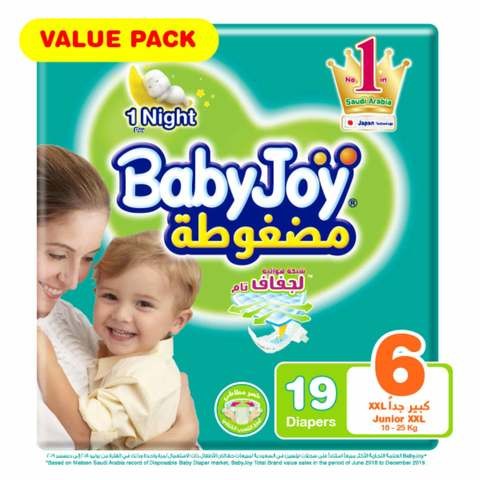 Babyjoy Compressed Diamond pad Diaper Value Pack Junior XXL Size 6 Count 19 16+ KG