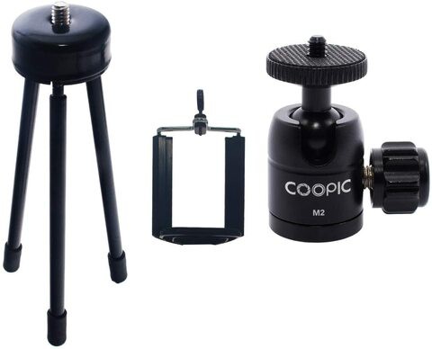 Coopic Tr-08 Max Height 135mm Mini Metal Tripod With M2 Ball Head And Mobile Holder For DSLR Cameras And Video Cameras