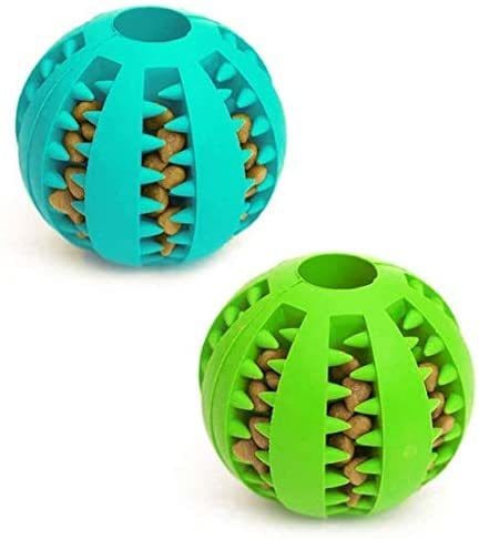 SAPU Dog Toy Ball, Nontoxic Bite Resistant Toy Ball for Pet Dogs Puppy Cat, Dog Pet Food Treat Feeder Chew Tooth Cleaning Ball Exercise Game IQ Training Ball 7CM,(Pack of 1), Assorted