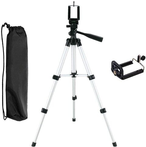 Ntech 110cm General Portable Camera Tripod Stand Holder Adjustable Rotatable Retractable Tripods Smartphone Clip Holder Mount For iPhone 5 6S 7 8 9 Plus X Galaxy S6 S7 Lg Video Cameras