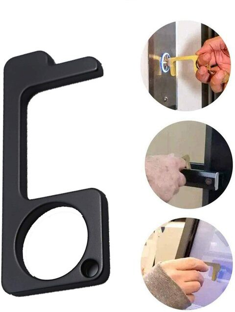 Non-Contact Door Opener, Healthy Handheld Keychain Tool, Hygiene Hand, Reusable EDC Door Opener Press Elevator Tool for Keep Hands Clean, Avoid Dirty Environmental,A,2PCS