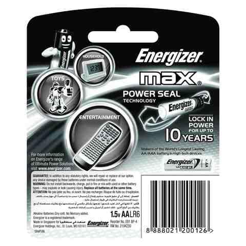 Energizer Max Alkaline E91Bp 4 AA Battery