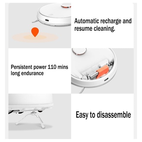 Xiaomi Mi Robot Vacuum Cleaner 2 in 1 Vacuum Cleaner and Mop, Auto Cleaning, Water Tank, 3 Cleaning Modes, Smart Navigation - Works with Google Assistant, Alexa - White