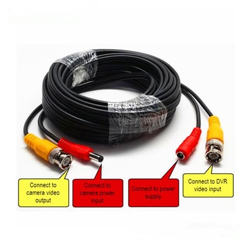 Tom Vision Black 15m PNC Camcorder Connection Cable for All Surveillance Systems (DVR) High Quality (RG59)