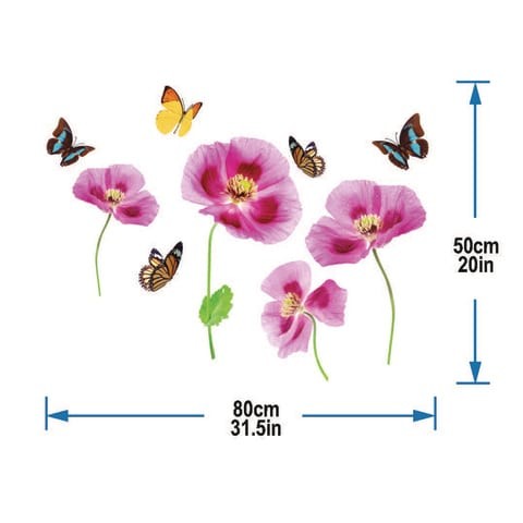 Stick Art Wall Sticker - Butterflies and Violet Lily - Medium - 50 x 70 cm - Sta -160