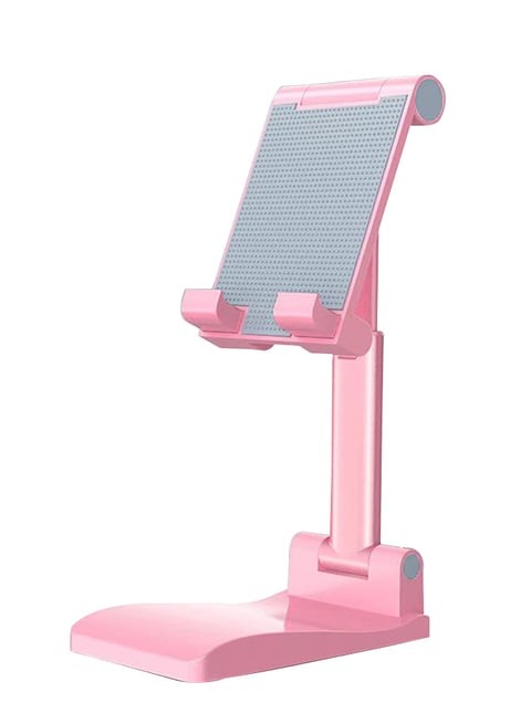 Foldable Smart Phone And Tablet Stand For Desk With Angle And Height Adjustable (Pink)