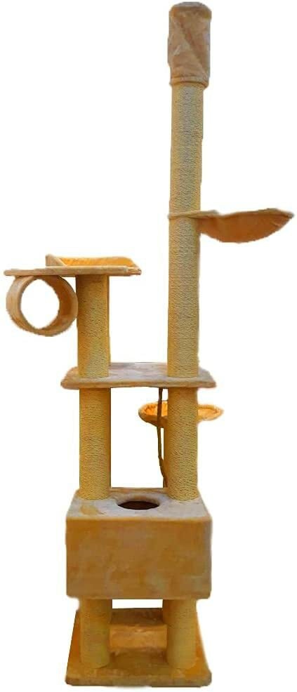 Petshopindragonmart Cat Tree Tower Furniture Scratcher Pet House Condo Multi Level 888710 Beige 57 x 57 x 240cm