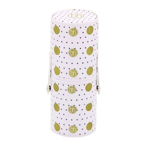 11 piece set of make-up brush, white cylinder with gold dots