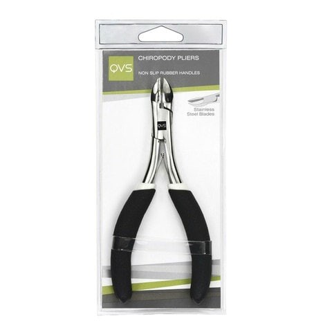 QVS Nail Clippers with Rubber Grip - Silver and Black