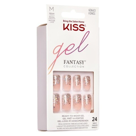 Kiss Fantasy Gel False Nails - KGN01 Multi Color, 28 Pieces