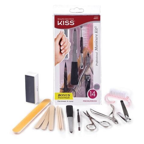 Kiss Manicure Set - Black and Silver, 14 Pieces