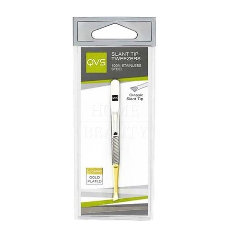 QVS Classic Slant Tip Tweezers - Gold and Silver