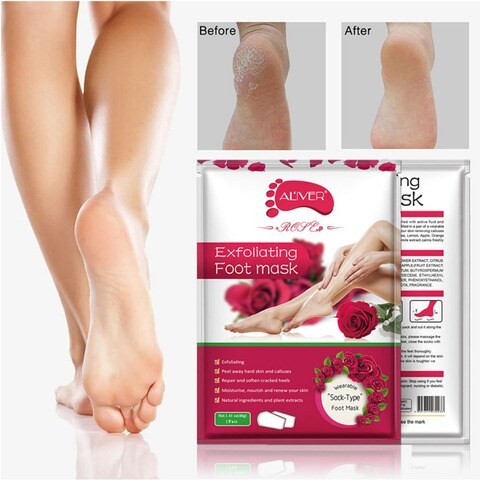 Pack Of 3 rose Exfoliating Foot Peel Mask